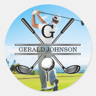 Sticker Rond Conception de monogramme de golf personnalisée de 
