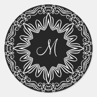 Sticker Rond Conception de monogramme décoratif personnalisée