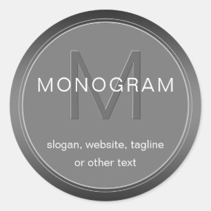 Sticker Rond Conception de monogramme gris foncé modifiable