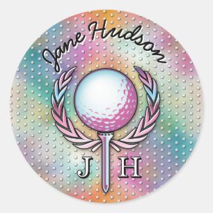 Sticker Rond Conception de monogramme personnalisé pour golfeus