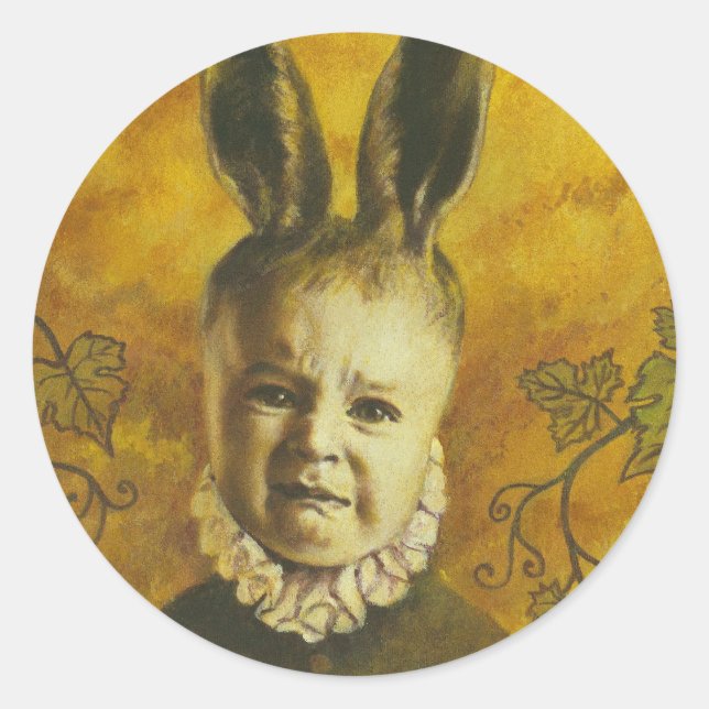 Sticker Rond Conception de mutant lapin bébé (Devant)