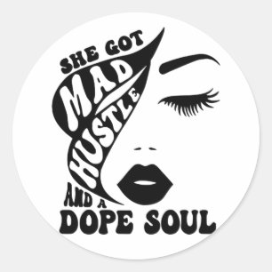 Sticker Rond Conception de Noël Hustle pour autonomiser les fem