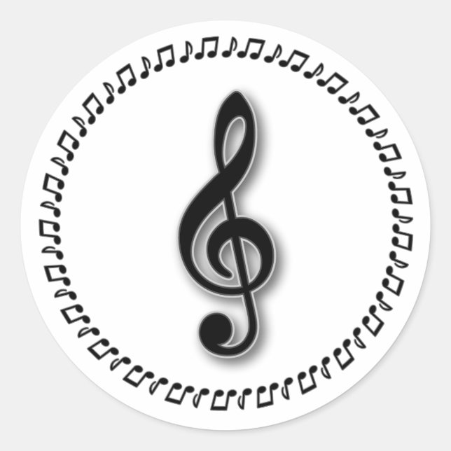 Sticker Rond Conception de notes de musique Treble Clef (Devant)