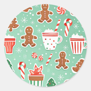 Sticker Rond Conception de pain d'épices de Noël