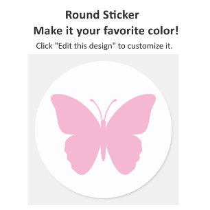 Sticker Rond Conception de papillon rose