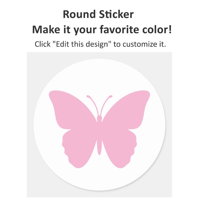 Sticker Rond Conception de papillon rose (Créateur téléchargé)