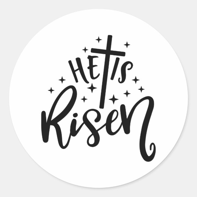 Sticker Rond Conception de Pâques Il Est Ressuscité (Devant)