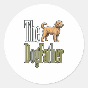 Sticker Rond Conception de père de chien gravure vintage de chi
