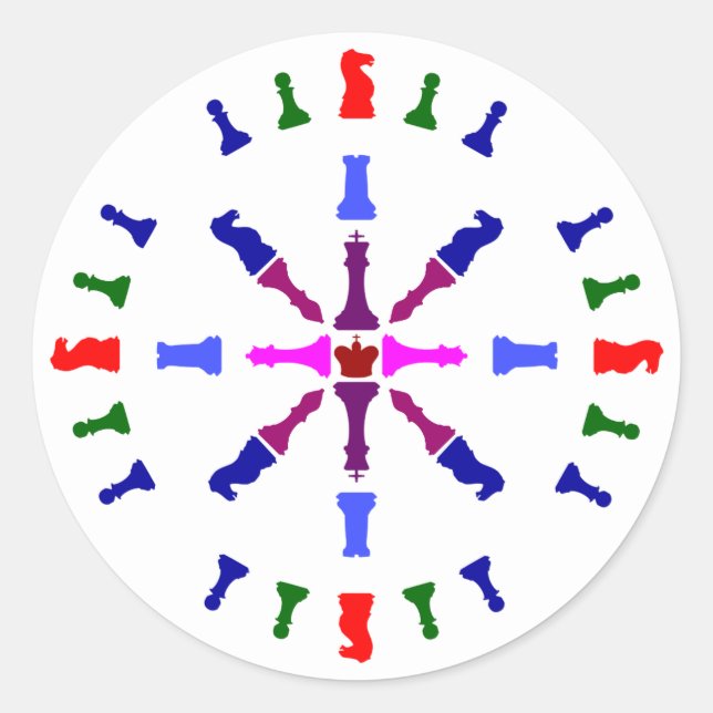 Sticker Rond Conception de pièce d'échecs (Devant)