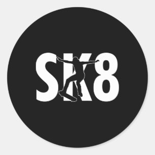 Sticker Rond Conception de planche à roulettes cool Sk8 astuces