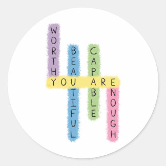 Sticker Rond Conception de puzzle d'affirmations positives colo