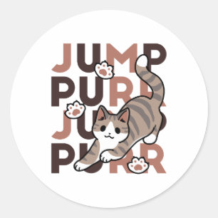 Sticker Rond Conception de saut de chat - Artwork de purr de sa