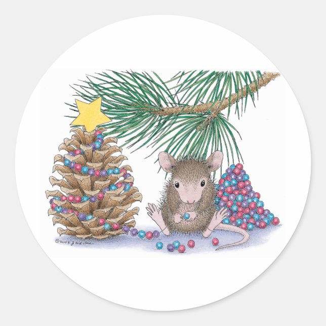 Sticker Rond Conception de souris maison® (Devant)