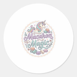 Sticker Rond Conception de T-Shirt Fantaisiste Magie Macaron Li