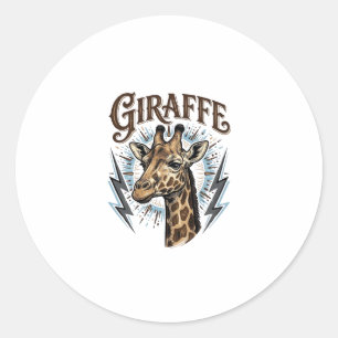 Sticker Rond Conception de T-Shirt Foudre Girafe Gravée Vintage