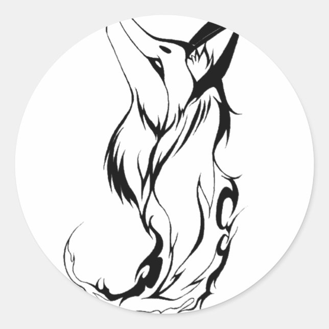 Sticker Rond Conception de tatouage Fox Tribal (Devant)