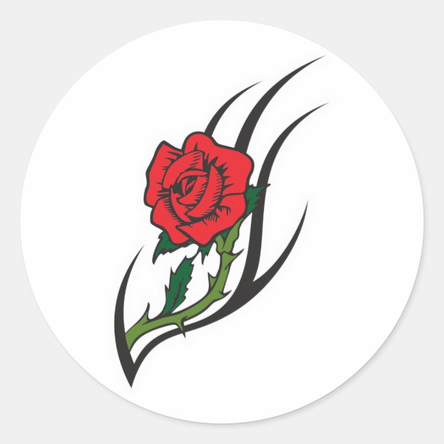Sticker Rond Conception de tatouage rose (Devant)
