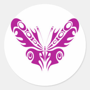 Sticker Rond Conception de tatouage tribal papillon