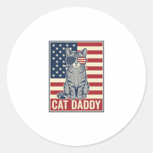 Sticker Rond Conception de vecteur de chat patriotique Cat Dadd