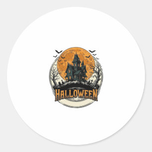 Sticker Rond Conception de vecteur de maison hantée Halloween v