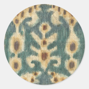 Sticker Rond Conception décorative d'un tissu Ikat par Charikli