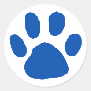 Sticker Rond Conception d'empreintes bleues (Empreinte de patte