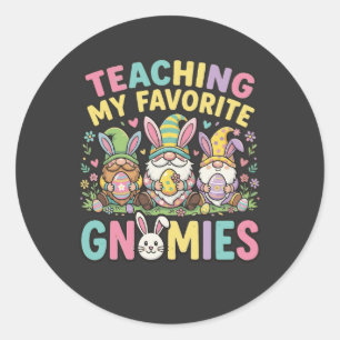 Sticker Rond Conception d'enseignant gnome mignon Enseignement