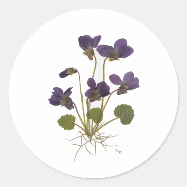 Sticker Rond Conception des fleurs compressées (Devant)
