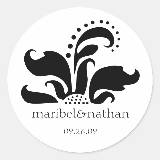 Sticker Rond Conception des fleurs Damas (Devant)