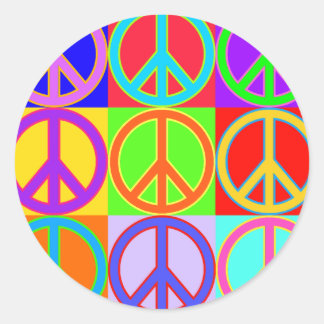 Sticker Rond Conception des signes de paix colorés