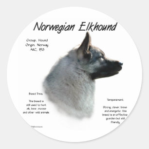 Sticker Rond Conception d'histoire d'Elkhound de Norvégien