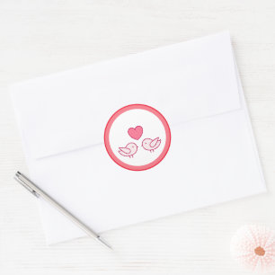Sticker Rond Conception d'oiseau mignon et de cœur d'amour