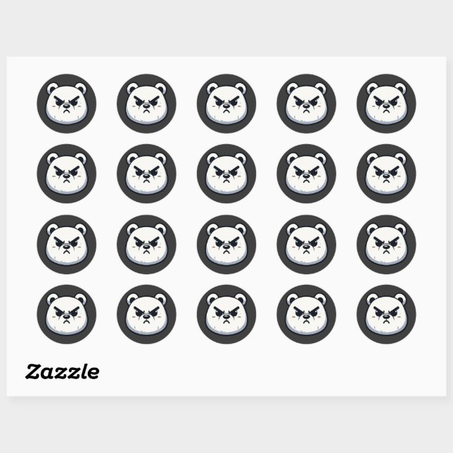 Sticker Rond Conception d'ours polaires en colère (Feuille)