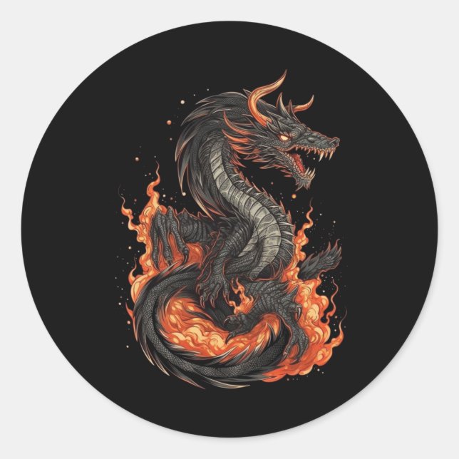 Sticker Rond conception dragon (Devant)