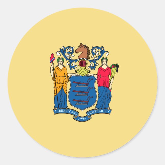 Sticker Rond Conception du drapeau de l'État du New Jersey (Devant)