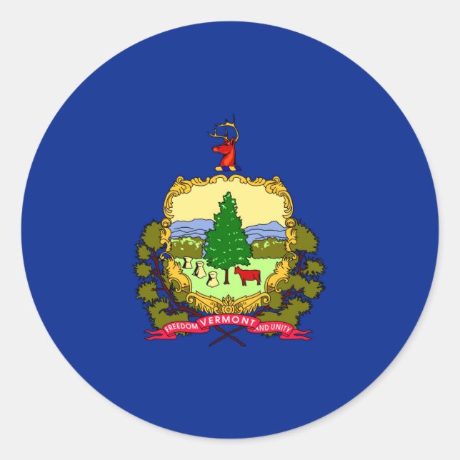 Sticker Rond Conception du drapeau d'état du Vermont (Devant)