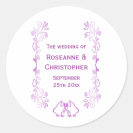 Sticker Rond Conception du Mariage de défilement des cloches vi