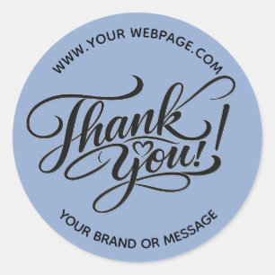 Sticker Rond Conception élégante de « Merci » avec cœur en lett