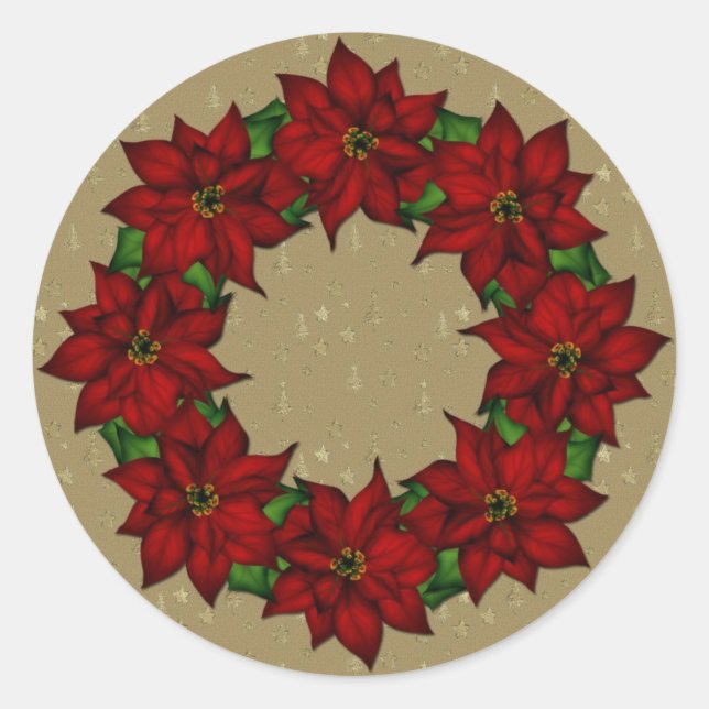 Sticker Rond Conception Festive Poinsettia (Devant)