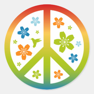 Sticker Rond Conception florale de paix
