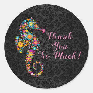 Sticker Rond Conception florale mignonne des textes de Merci