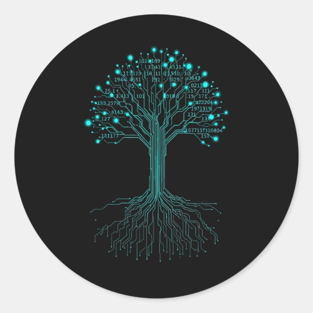 Sticker Rond Conception Graphique de Programmation de Codage Bi (Devant)