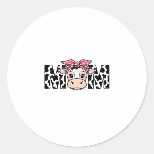 Sticker Rond Conception Graphique Maman Vache Mignonne Arc_1