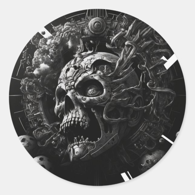 Sticker Rond conception monochromatique du crâne (Devant)