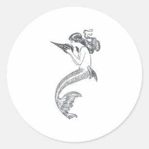 Sticker Rond Conception nautique de sirène