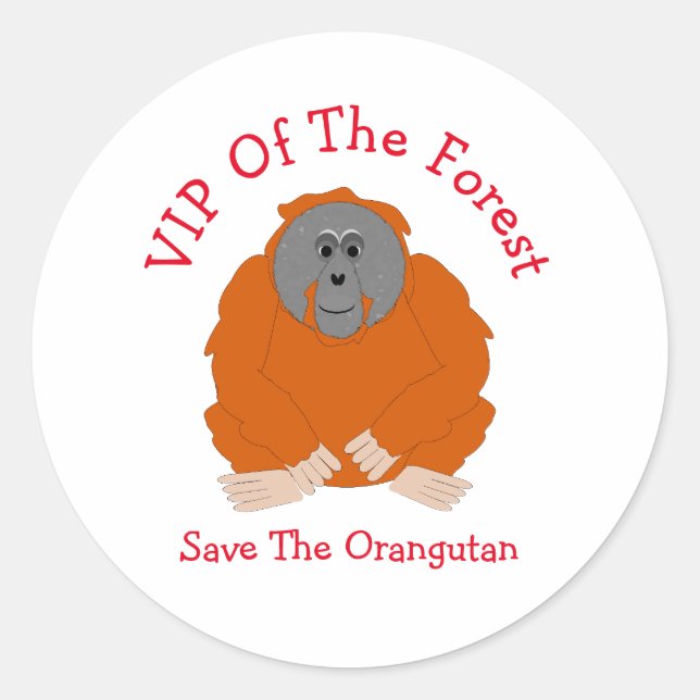 Sticker Rond Conception Orangoutan personnalisée (Devant)