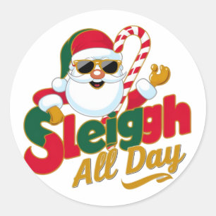 Sticker Rond Conception Père Noël toute la journée