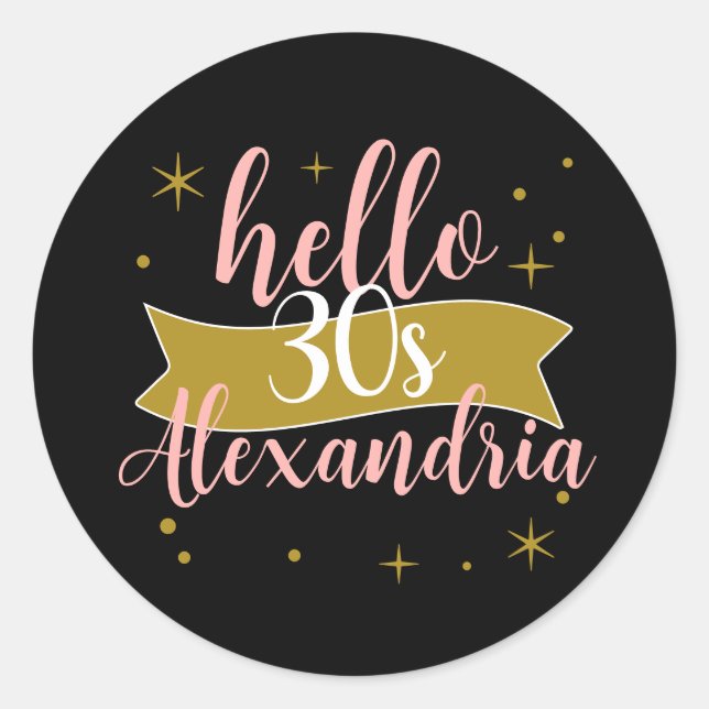 Sticker Rond Conception personnalisée pour 30 ans (Devant)