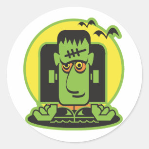 Sticker Rond conception rétro frankenstein