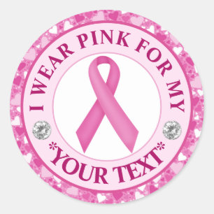 Sticker Rond Conception Ruban Rose pour la sensibilisation au c